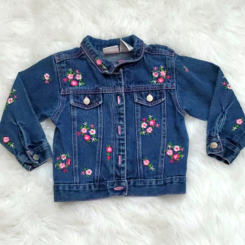 Jean jacket 3t embroidered with flowers